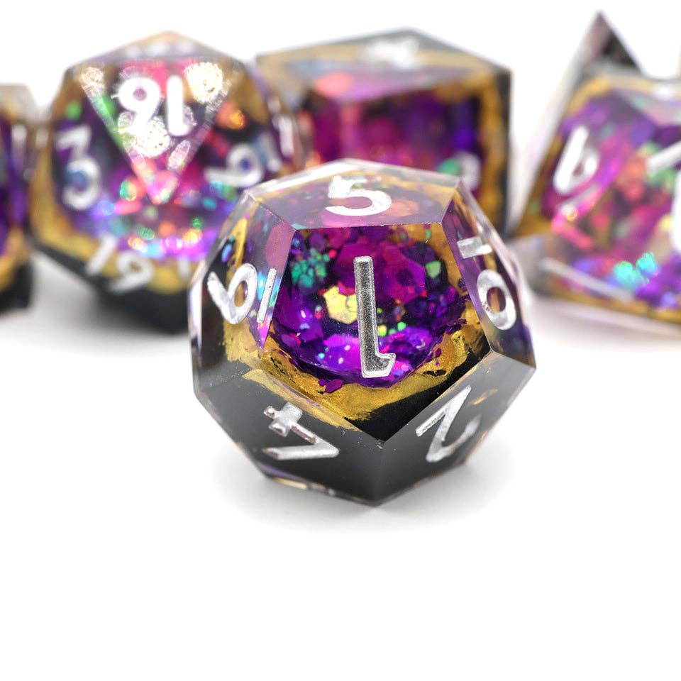 Regal Relic | Geode Sharp Edge Dice | 7-Polyhedral Set