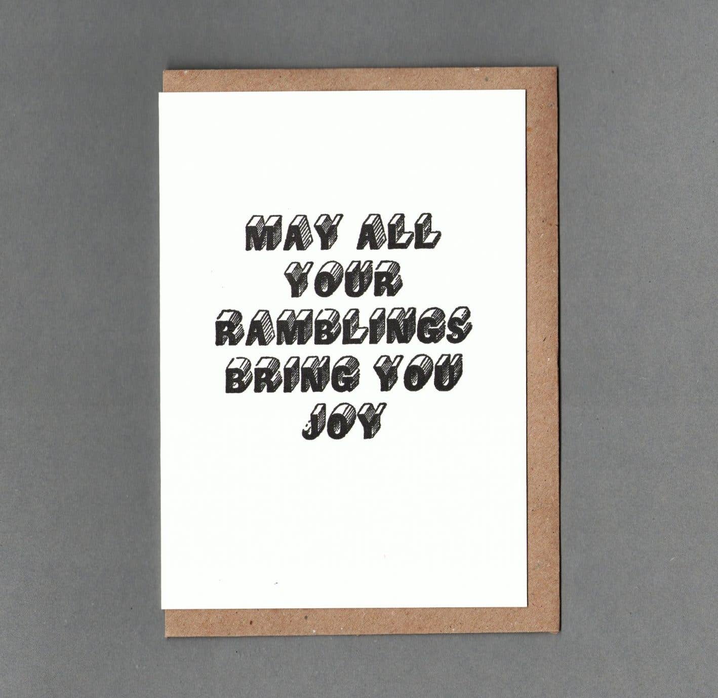 Ramblings B&W. Letterpress Greeting Card, Eco Friendly