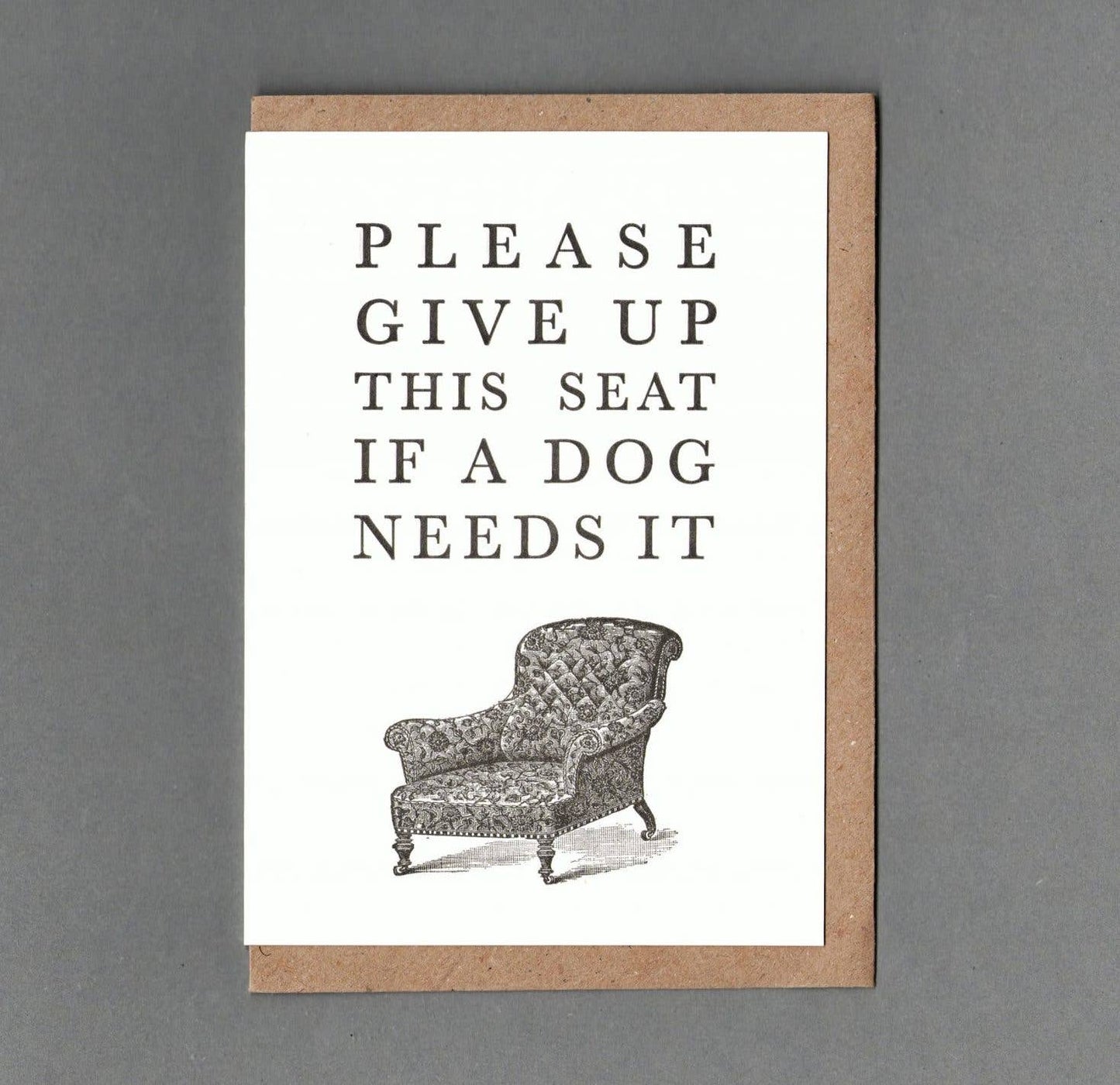 Dog Lover. Letterpress Greeting Card, Eco Friendly