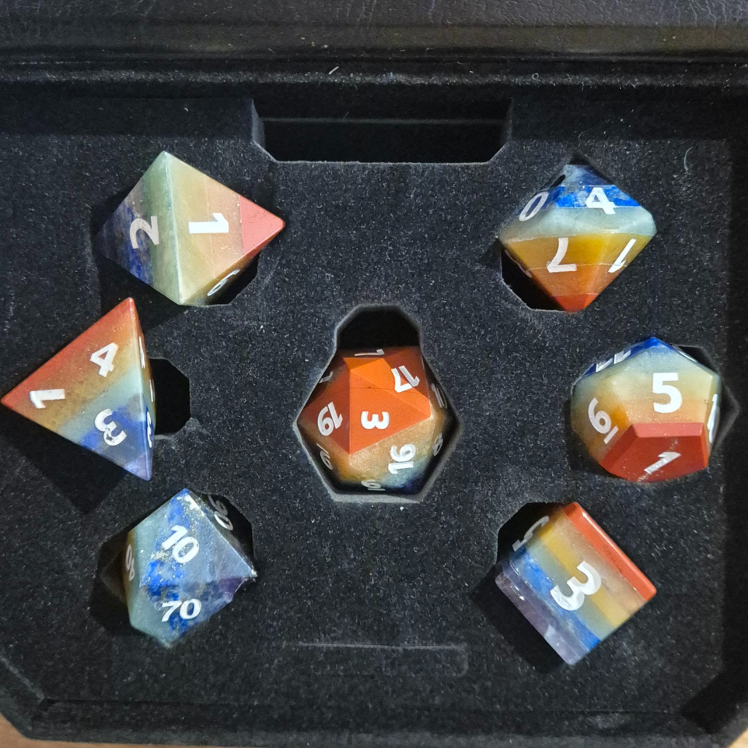 Prismatic Shard Dice - Rainbow Layered Stone