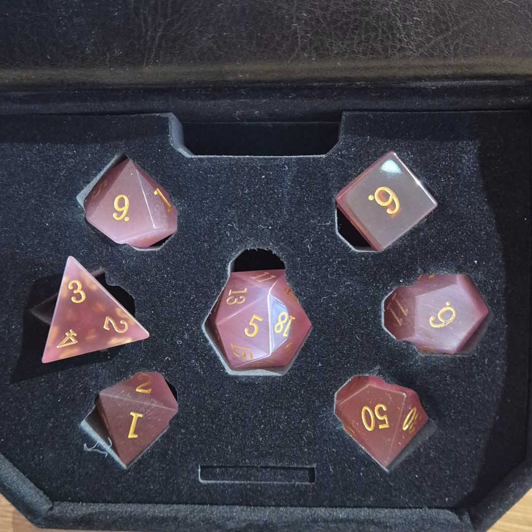Amber Cats Eye Gemstone Dice