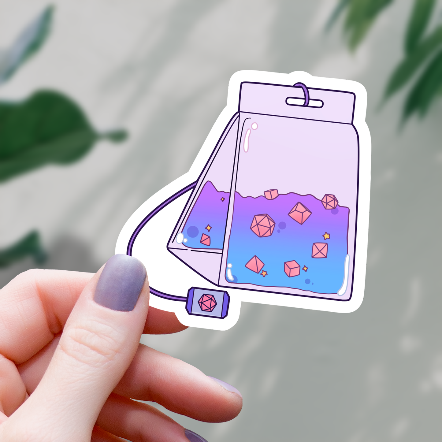 Polyhedral Dice Tea Bag Sticker - 3"
