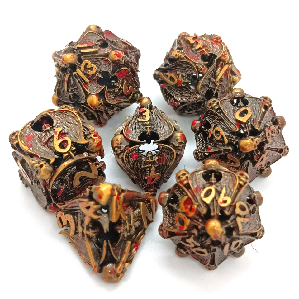 Necromancer's Gambit | Hollow Metal Dice | 7-Polyhedral Set