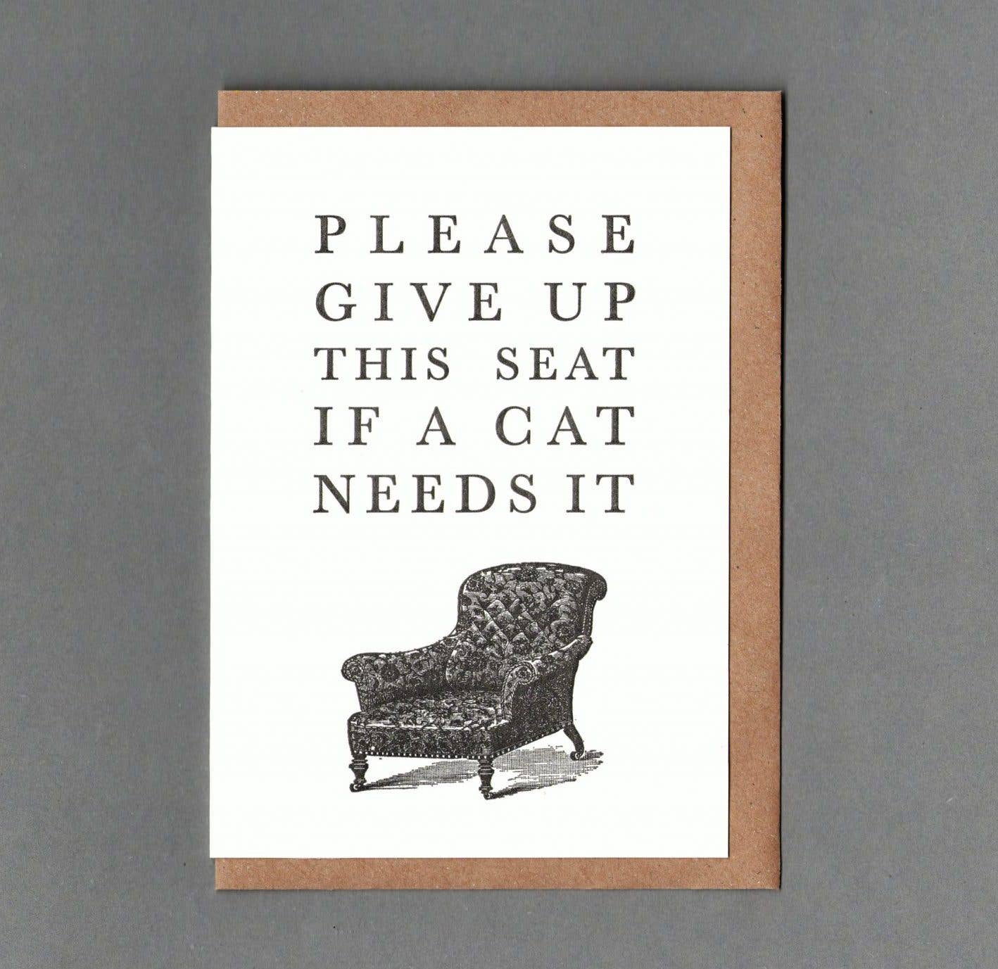Cat Lover. Letterpress Greeting Card, Eco Friendly