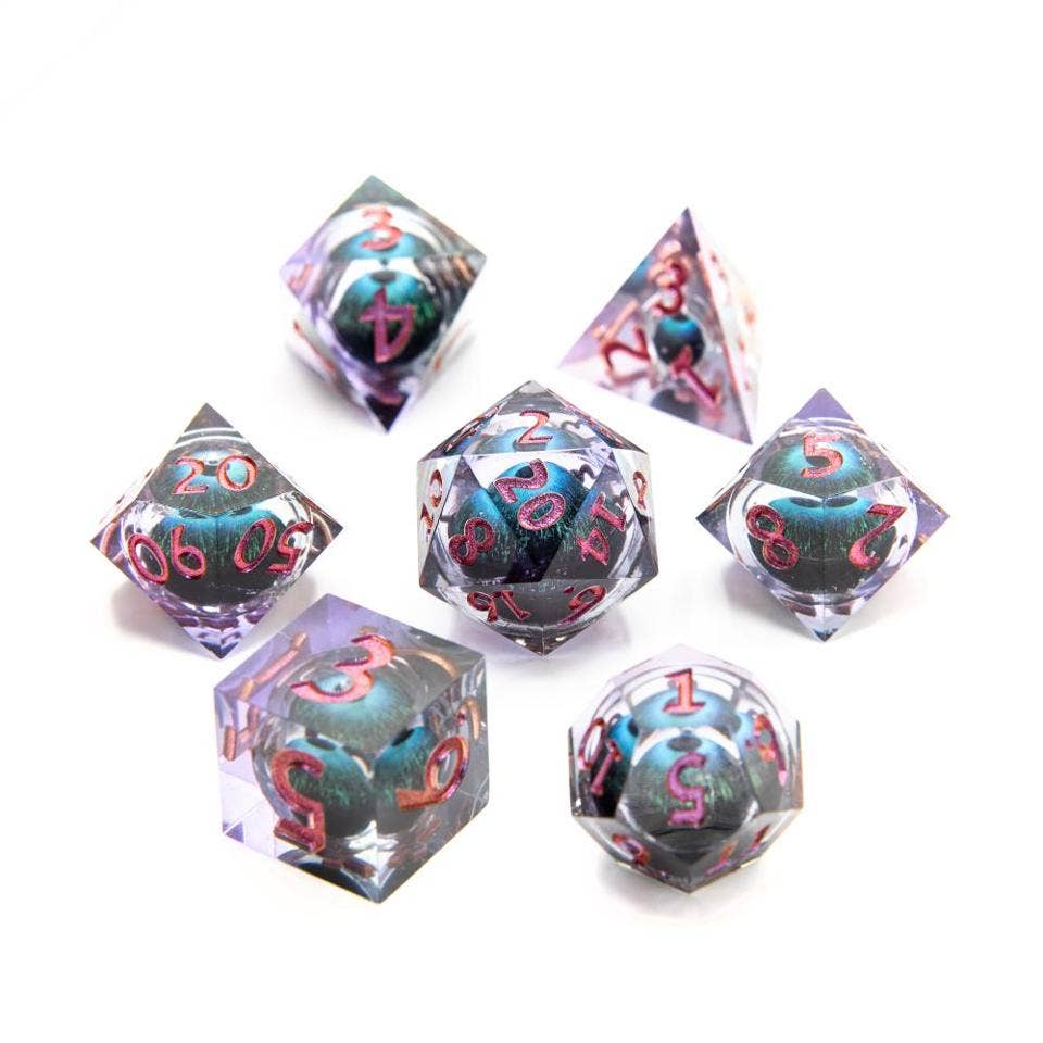Eye of Enchantment | Moving Eye Liquid Core Dice 7-Poly Set