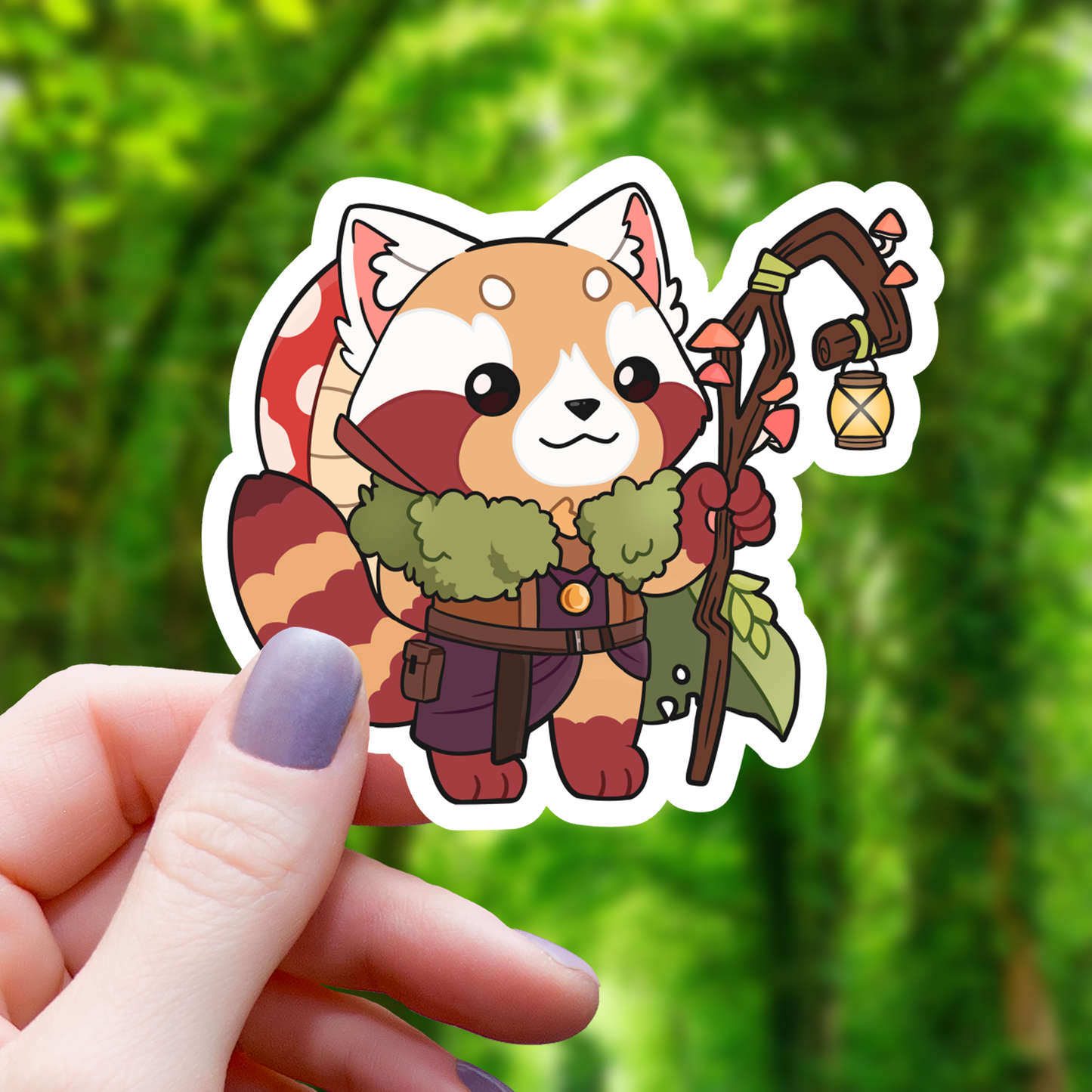 Red Panda Druid TTRPG Sticker - 3"
