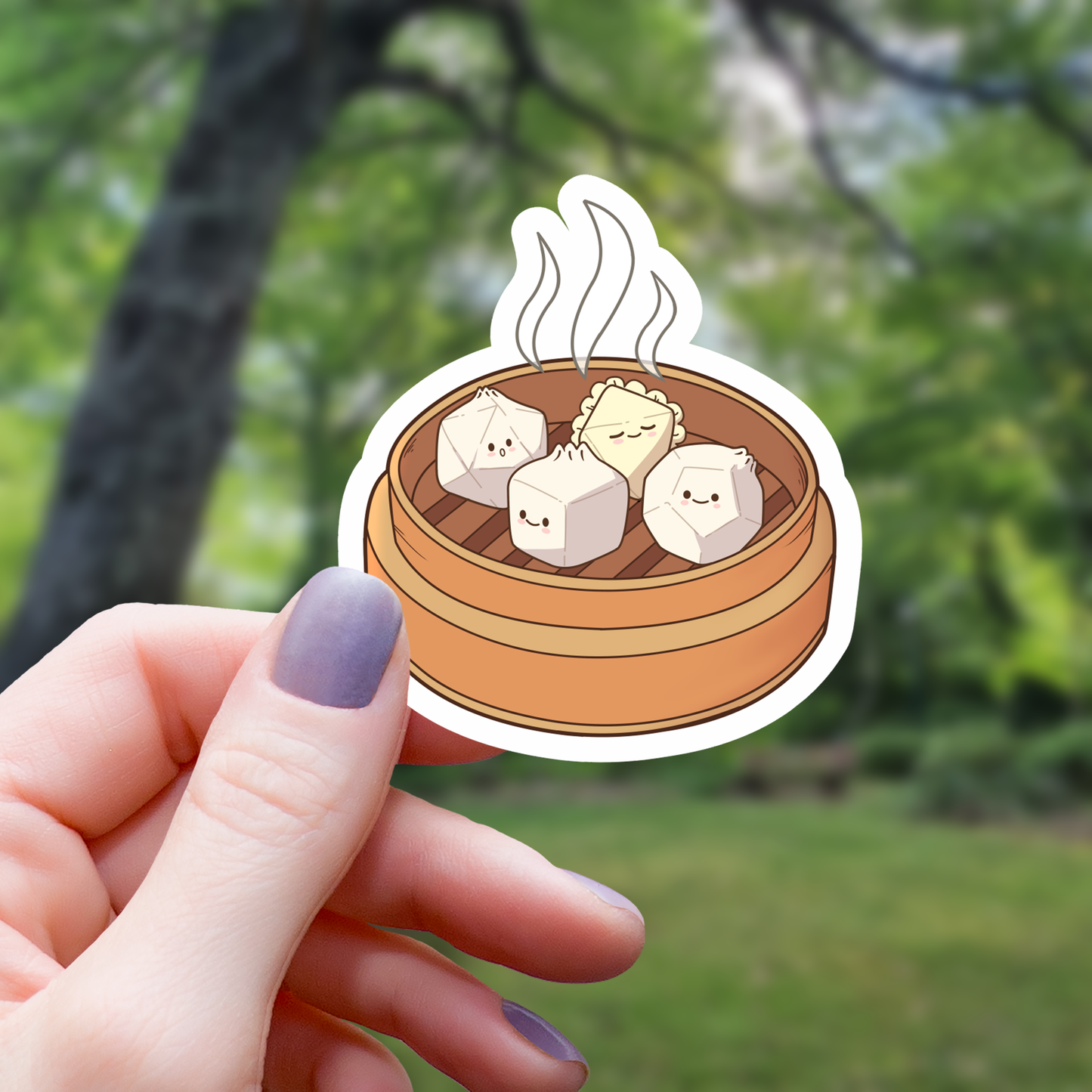 Steamed Kawaii Polyhedral Dice Sticker - 3"