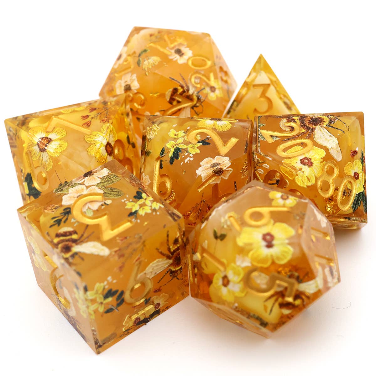 Druids Apiary | Art Core Sharp Edge Dice | 7 Piece Dice Set