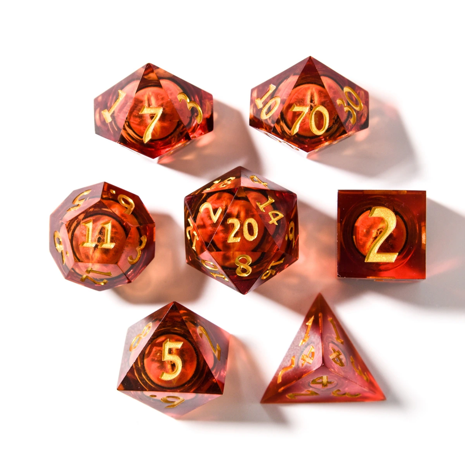 Eye of Power | Moving Eye Liquid Core Dice | 7-Poly Set