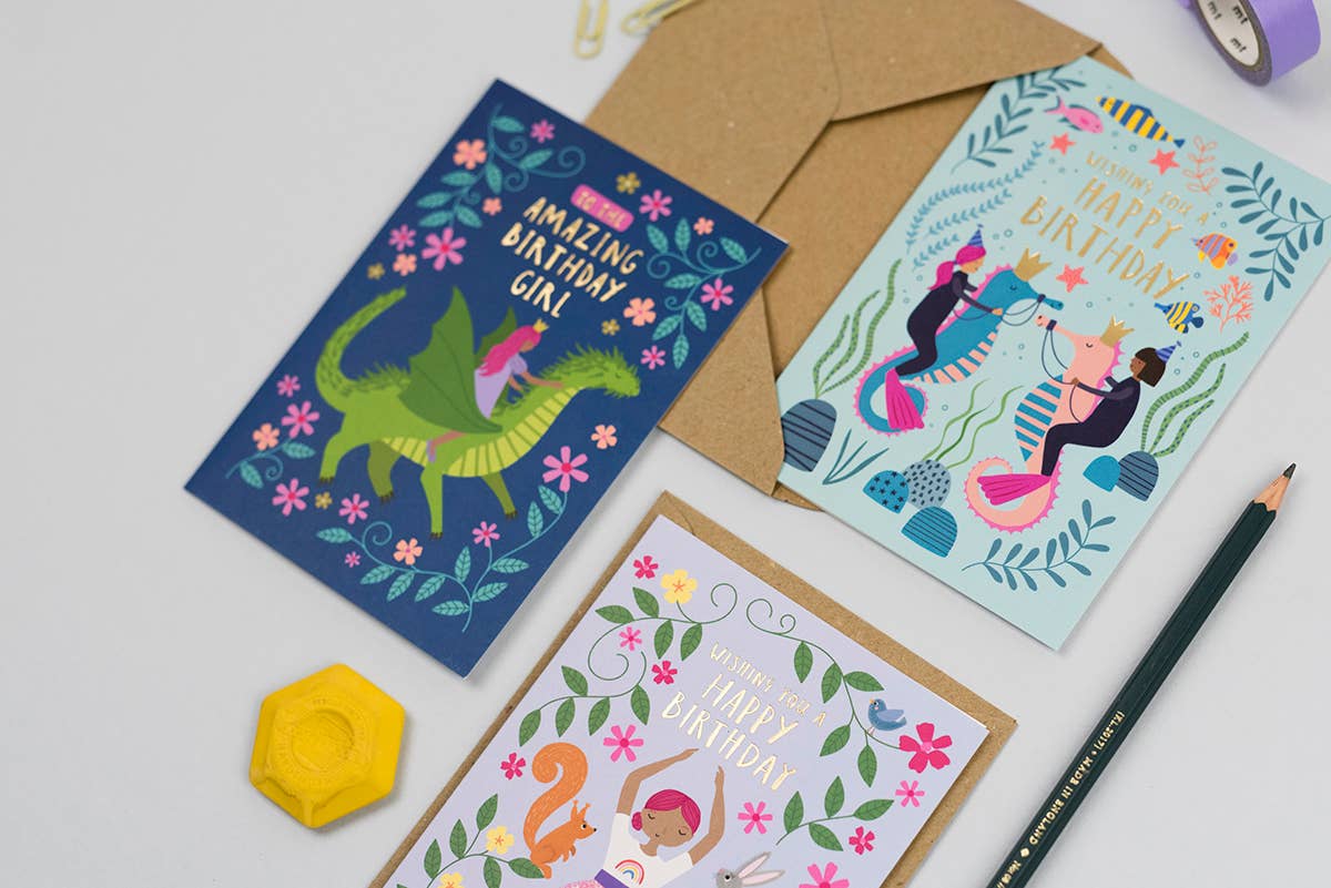 The Princess and the Dragon Birthday Card | Luxury Kids Card