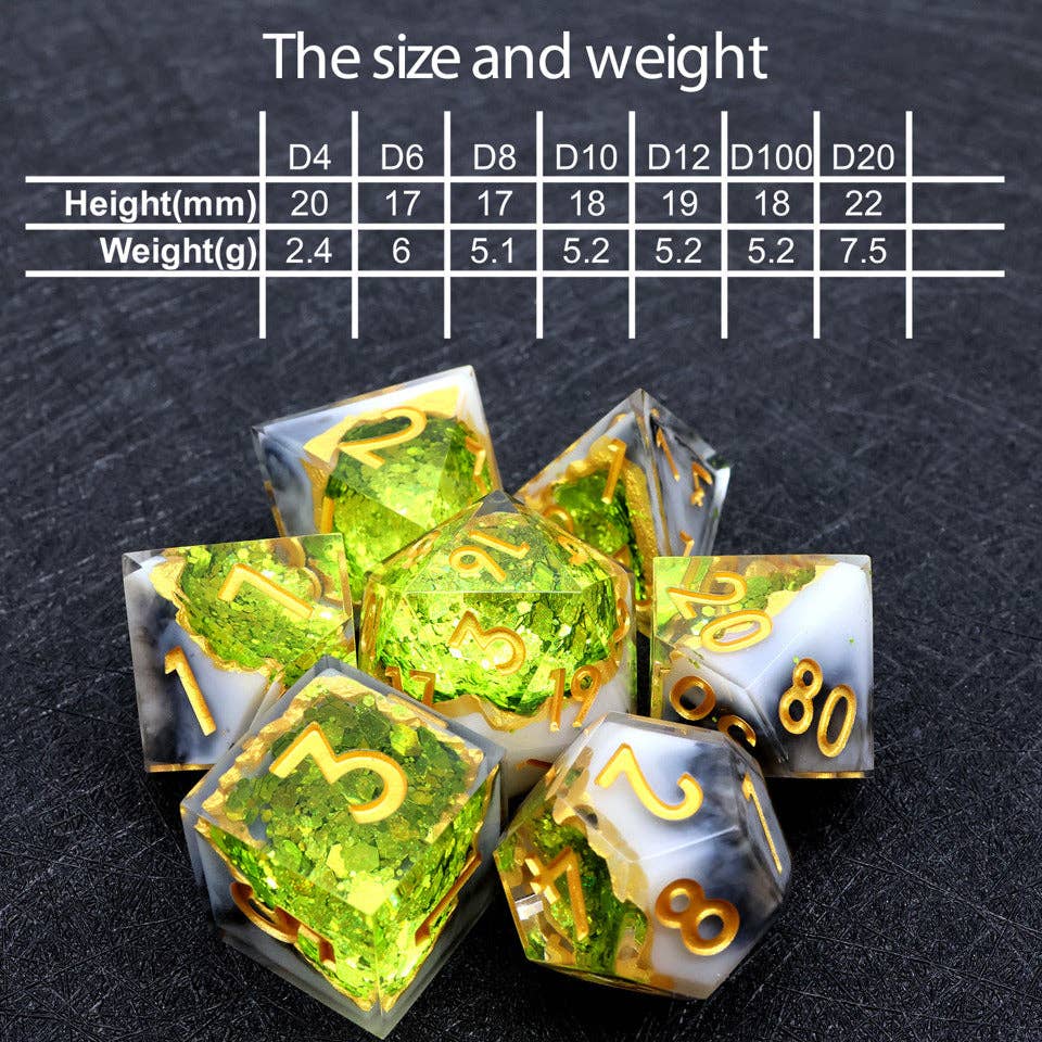 Arctic Emerald | Geode Sharp Edge Dice | 7-Polyhedral Set