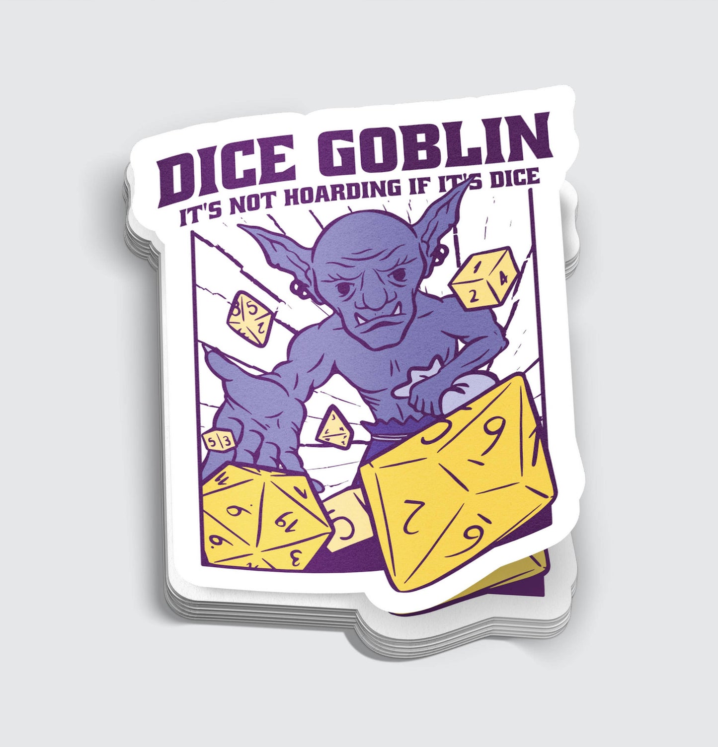 Dice Goblin Throwing Dice RPG Sticker - 3"