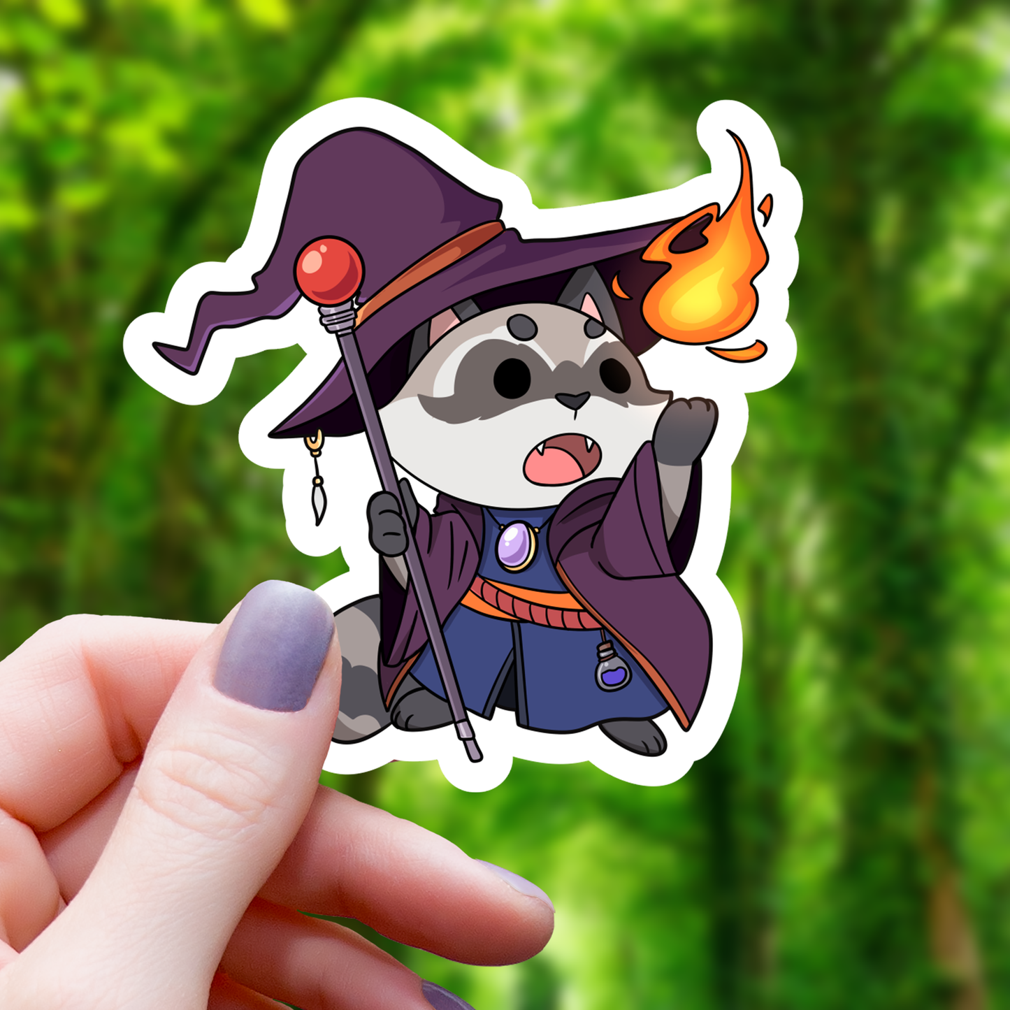 Raccoon Wizard TTRPG Class Sticker - 3"
