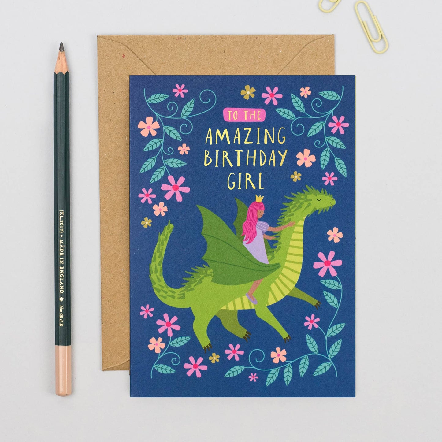 The Princess and the Dragon Birthday Card | Luxury Kids Card