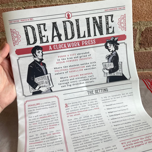 Deadline: A News-Chronicling and Map-Making TTRPG