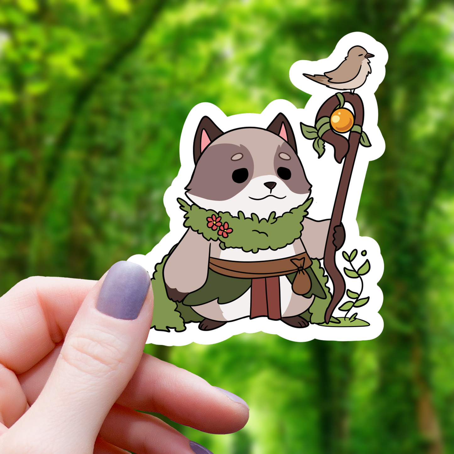 Raccoon Druid TTRPG Class Sticker - 3"