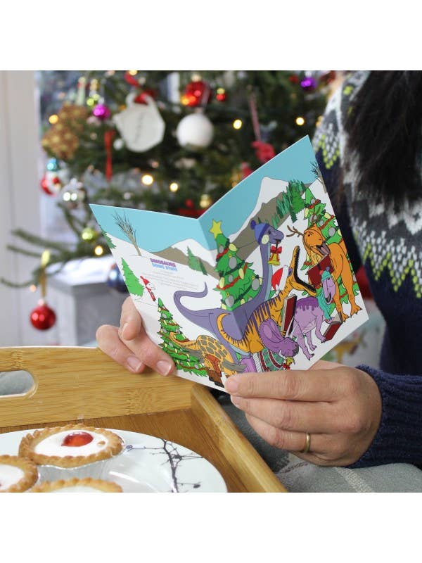 Carol Singing Christmas Dinosaur Greeting Card