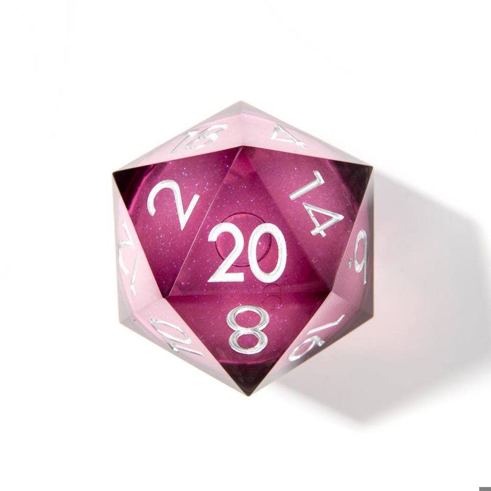 Moonbeam | 50mm D20 Dice | Oversized Liquid Core