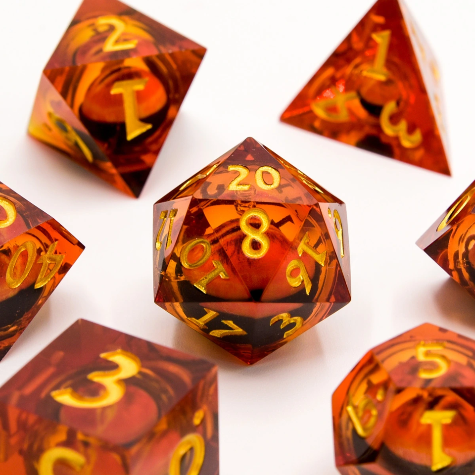 Eye of Power | Moving Eye Liquid Core Dice | 7-Poly Set