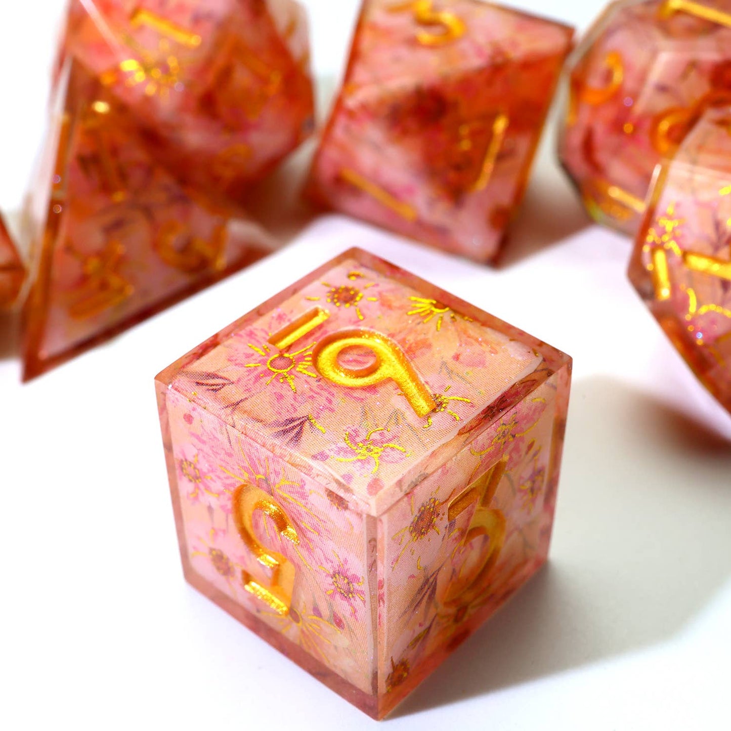 Fey Blossom | Art Core Sharp Edge Dice | 7 Piece Dice Set
