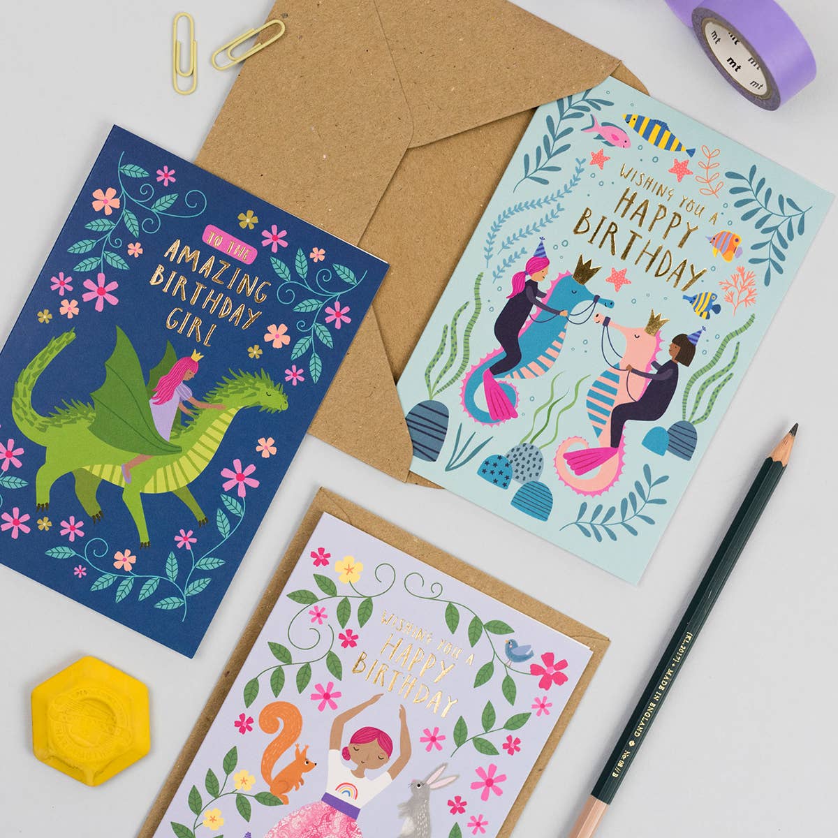 The Princess and the Dragon Birthday Card | Luxury Kids Card