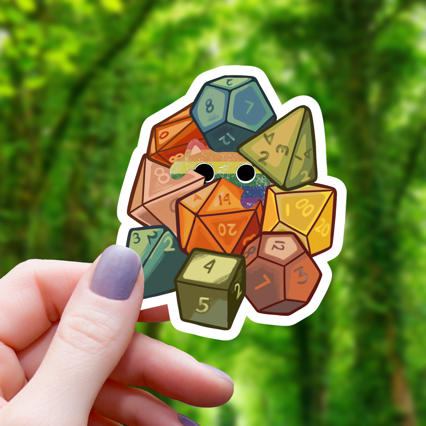 Pride Cat Amongst Dice Sticker - 3"