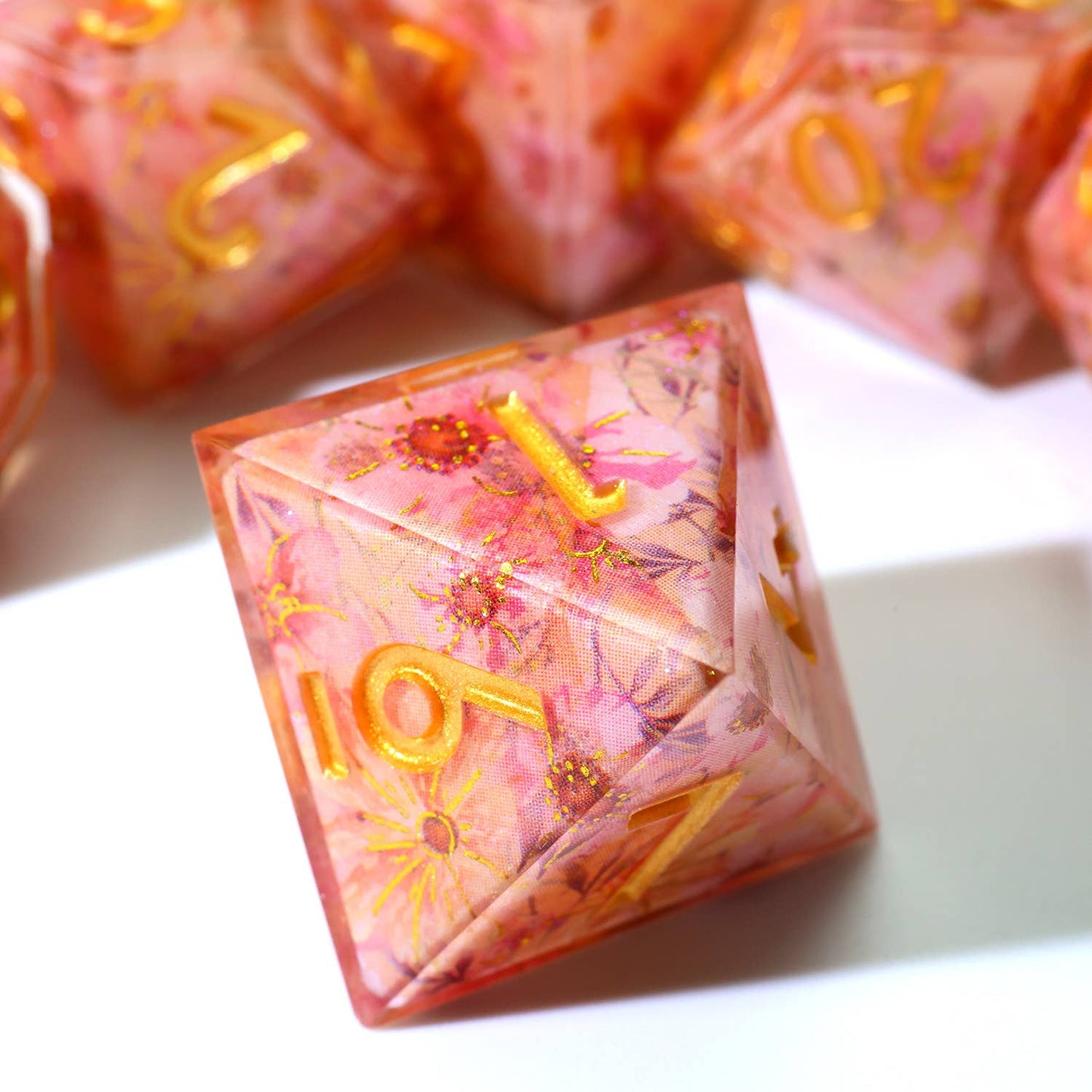 Fey Blossom | Art Core Sharp Edge Dice | 7 Piece Dice Set