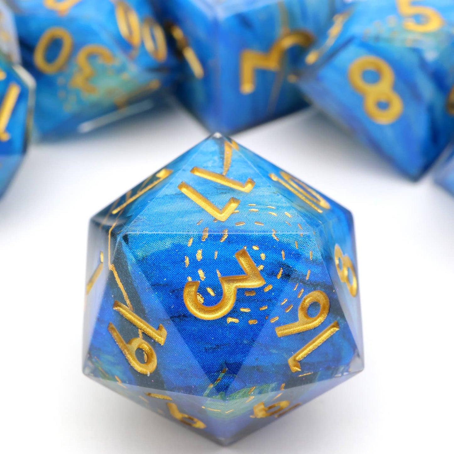 Astral Tide | Art Core Sharp Edge Dice | 7 Piece Dice Set