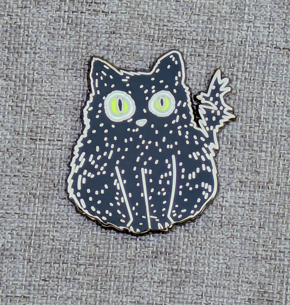 Electrified Black Cat Hard Enamel Pin -1.5"