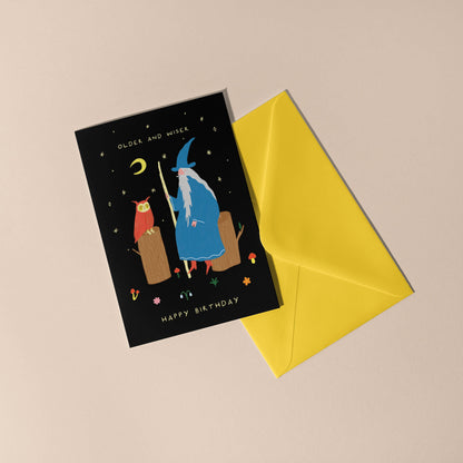 Older and Wiser Birthday Card | Wizard Card | Men's Birthday
