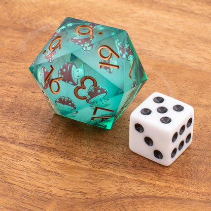 Mushie Colony | Oversized 33mm Liquid Core Dice | Resin | Single D20