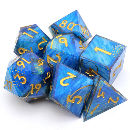 Astral Tide | Art Core Sharp Edge Dice | 7 Piece Dice Set