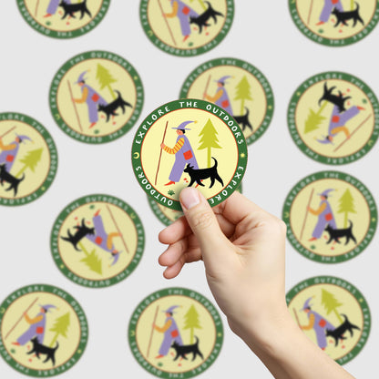Explore The Outdoors Sticker | Round Vinyl Sticker | Folky