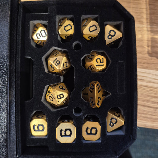 Dragon Core, Solid Metal RPG Dice Set - Gold Metallic