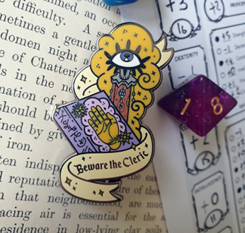 Beware The Cleric Enamel Pin