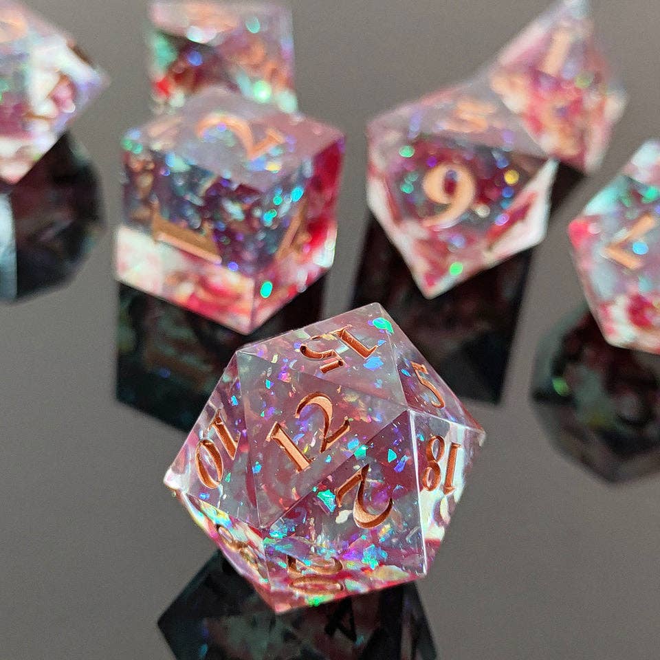 Bloodlight Shimmer | Sharp Edge Dice | 7-Polyhedral Set