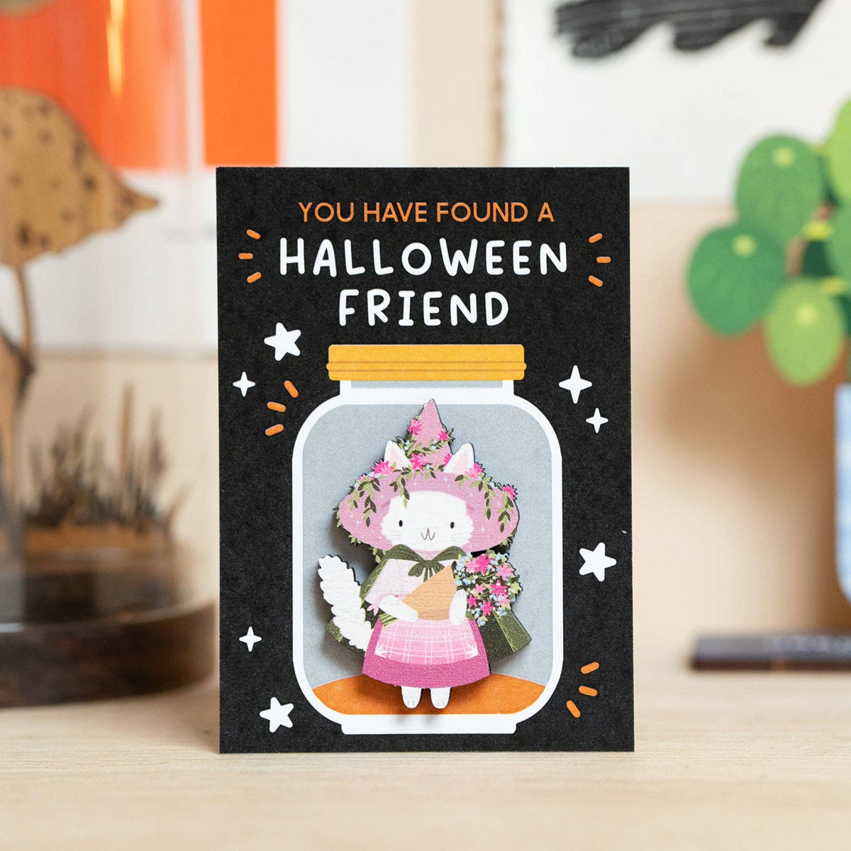 FLOWERS WITCH CAT PIN