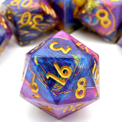 Gilded Cosmos | Art Core Sharp Edge Dice | 7 Piece Dice Set