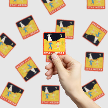 Stay Weird Sticker | Alien UFO Vinyl Sticker | Cowboy