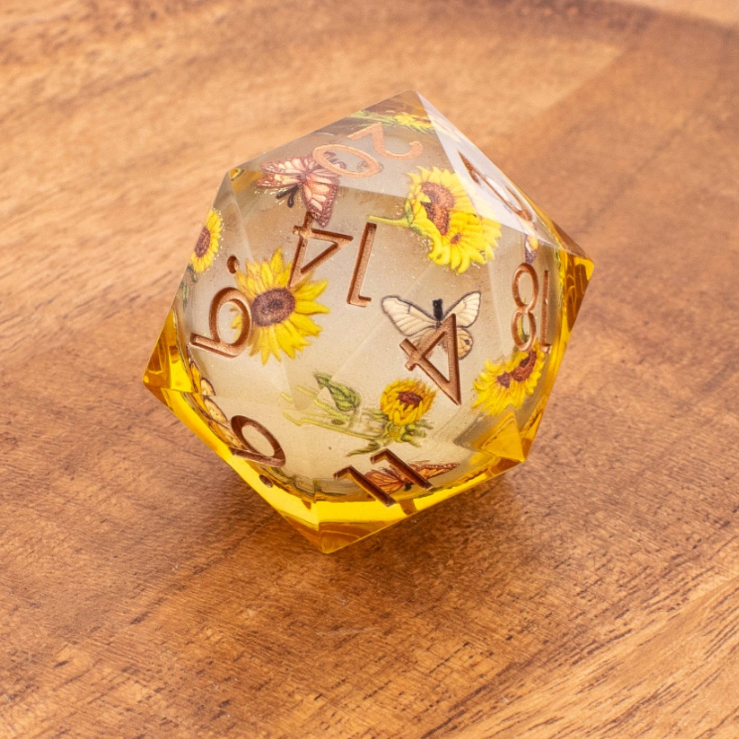 Golden Meadow | Liquid Core Oversized D20 | Resin | Single Die