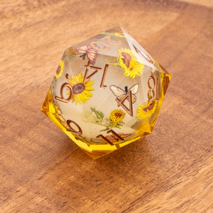Golden Meadow | Liquid Core Oversized D20 | Resin | Single Die