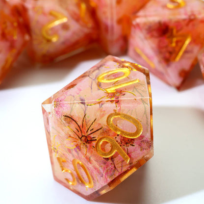 Fey Blossom | Art Core Sharp Edge Dice | 7 Piece Dice Set