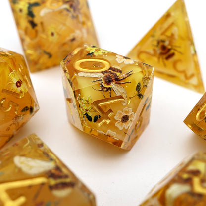 Druids Apiary | Art Core Sharp Edge Dice | 7 Piece Dice Set
