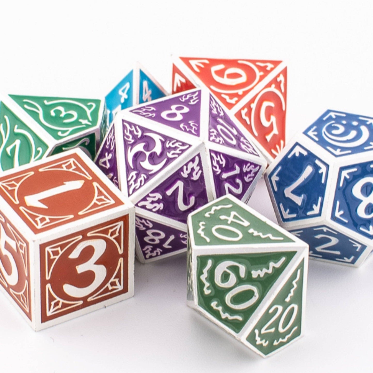 Prismatic Elemental | Solid Metal Dice Set | Zinc Alloy | 7 Piece Set
