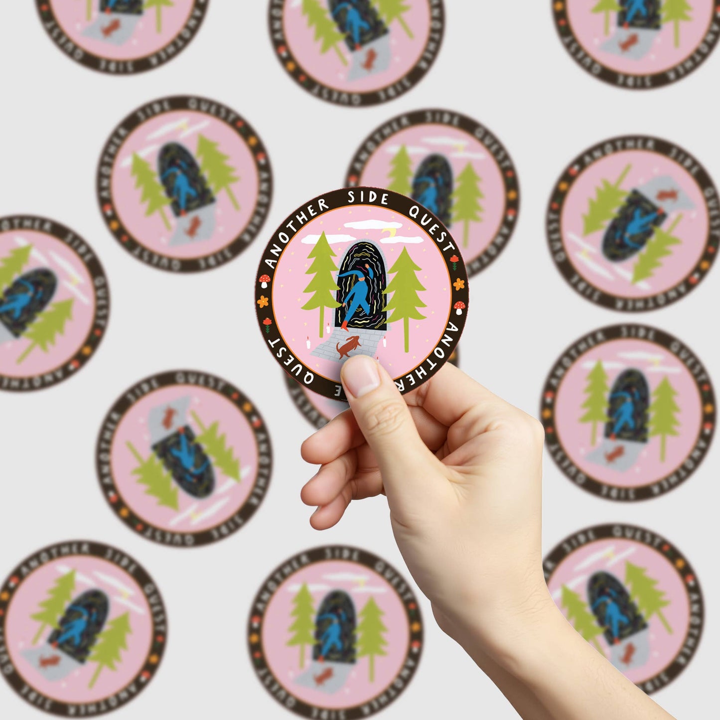 Another Side Quest Sticker | Round Vinyl Sticker | Folky