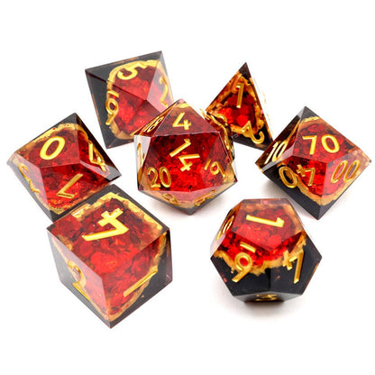 Crimson Abyss | Geode Sharp Edge Dice | 7-Polyhedral Set