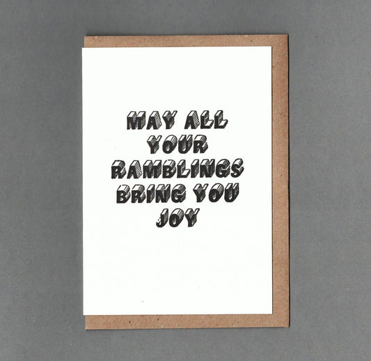 Ramblings B&W. Letterpress Greeting Card, Eco Friendly