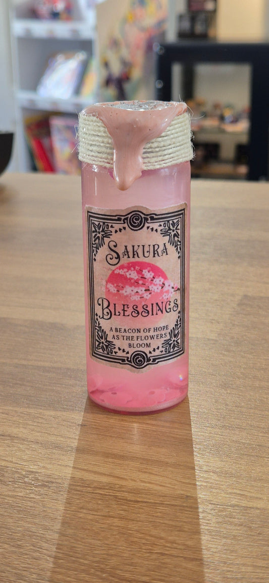 Potion Bottle Liquid D20 Roller: Sakura Blessings