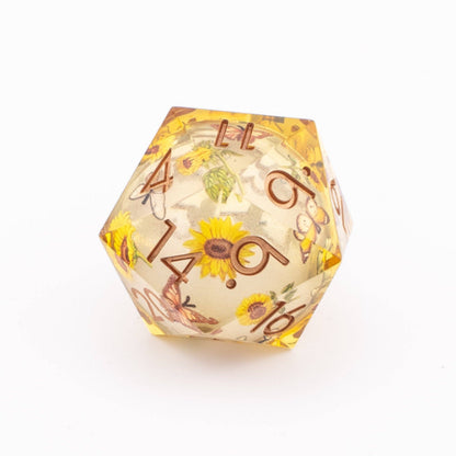Golden Meadow | Liquid Core Oversized D20 | Resin | Single Die
