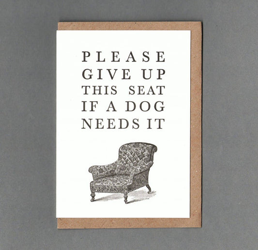 Dog Lover. Letterpress Greeting Card, Eco Friendly